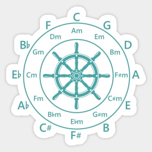 Circle of Fifths Ship Steering Wheel Teal Sticker